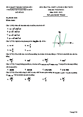 Đề kiểm tra chất lượng kiến thức môn Toán - Mã đề 632 - Năm học 2018-2019 - Trường THPT chuyên Khoa học Tự nhiên (Có đáp án)